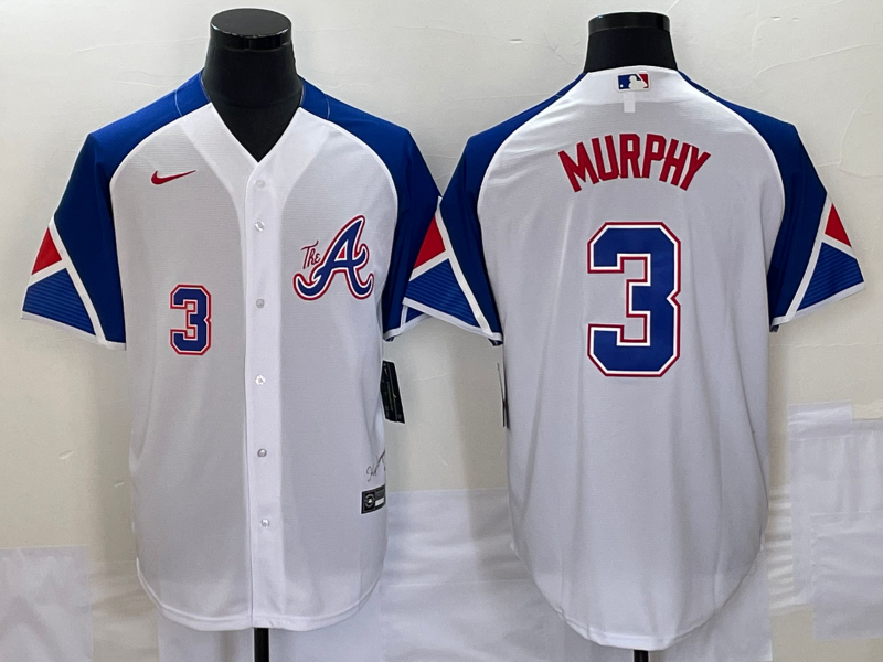 Men's Atlanta Braves #3 Dale Murphy White 2023 City Connect Cool Base With Patch Stitched Baseball Jersey